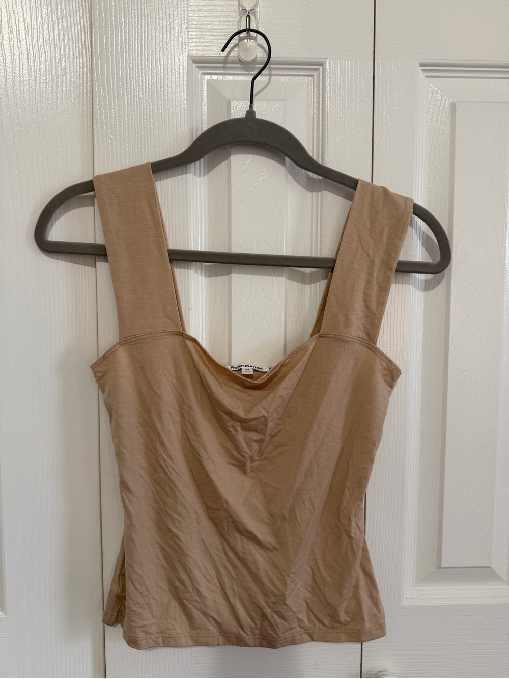 Reformation Sweetheart Neckline Tan Tank Top Minimalist Extra Small